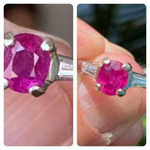 An Important Art Deco Unheated 1.36ct Burma Ruby Ring GIA Certificate