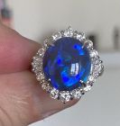 Stunning 8.81ct Australian Black Opal & Diamond Platinum Ring