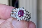 Beautiful Unheated 1.01ct Burma Ruby & Diamond Ring GIA