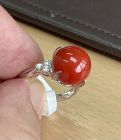 Beautiful Ox Blood 10.3mm Coral Platinum Ring