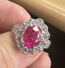 An Important Unheated Burma 3.00ct Ruby & Diamond Ring Lotus Cert