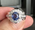 Superb 2.96ct Blue Sapphire & Diamond Ring