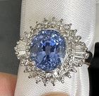 Superb 3.92ct Blue Sapphire & Diamond Ring