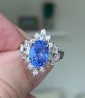 Superb Unheated 2.87ct CornFlower Blue Sapphire & Diamond Ring
