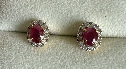 Superb Antique Unheated No Heat 2.34ct Burma Burmese Ruby Earrings & C