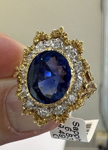 Magnificent Unheated No Heat 6.83ct Blue Sapphire Ring GIA Cert