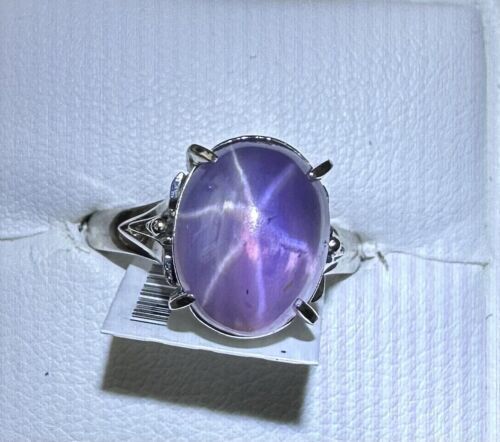 Stunning Sri Lanka 8.75ct Purple Star Sapphire & Diamond Platinum Ring