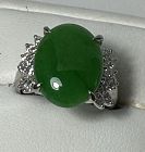 Stunning 7.20ct Burma Fei Cui Jade & Diamond Platinum Ring &Lotus Cert