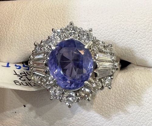 Superb Unheated 3.72ct Violet Sapphire & Diamond Ring Lotus Cert
