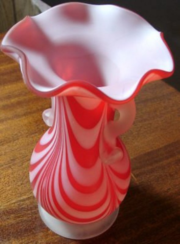 Nailsea Satin Ruby Drape Vase