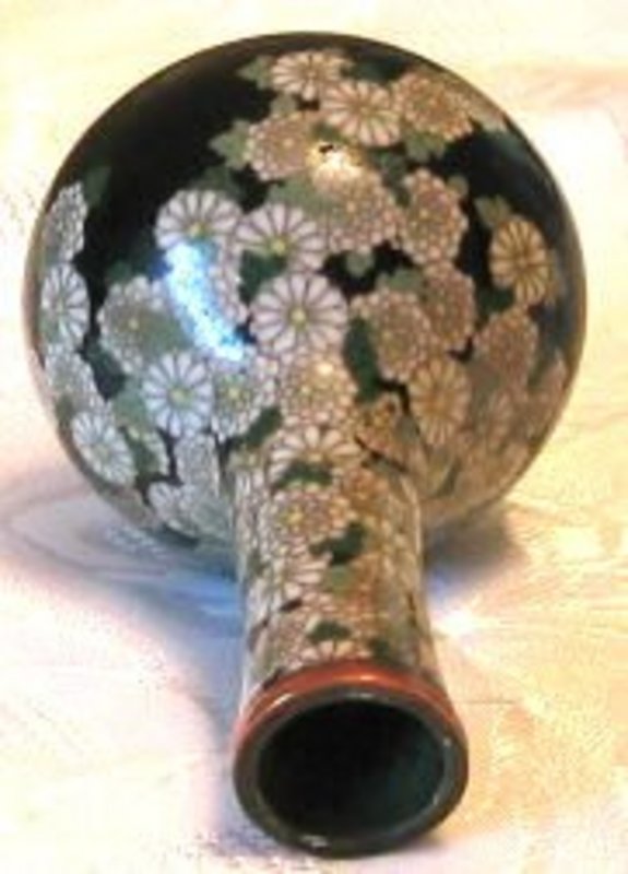 Japanese Cloisonne Chrysanthemum Vase - Namikawa