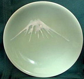 Nabeshima Celadon Porcelain Plate - Mt Fuji
