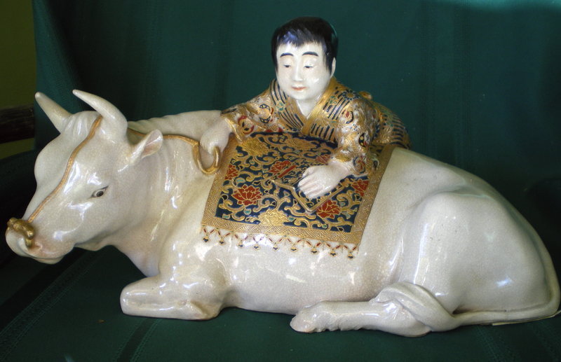 Rare Satsuma Model of a Bull and a Boy