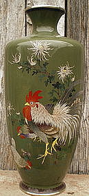 Japanese Cloisonne Vase - Chickens  #2