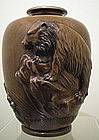 Japanese Bronze Vase - Bear