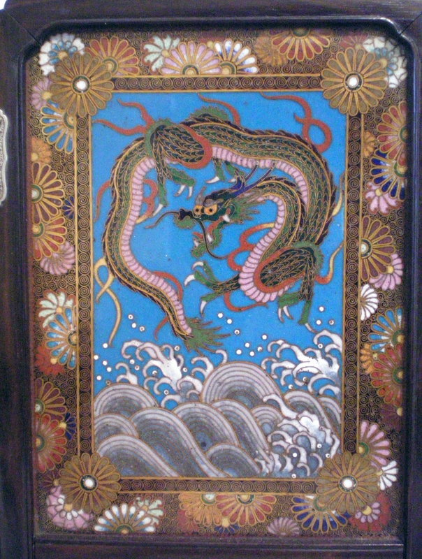 Japanese Cloisonne Table Screen