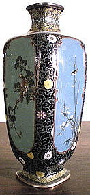 Paneled Japanese Cloisonne Cabinet Vase