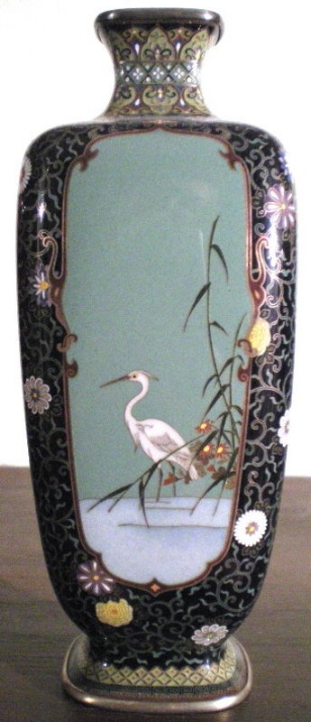 Paneled Japanese Cloisonne Cabinet Vase