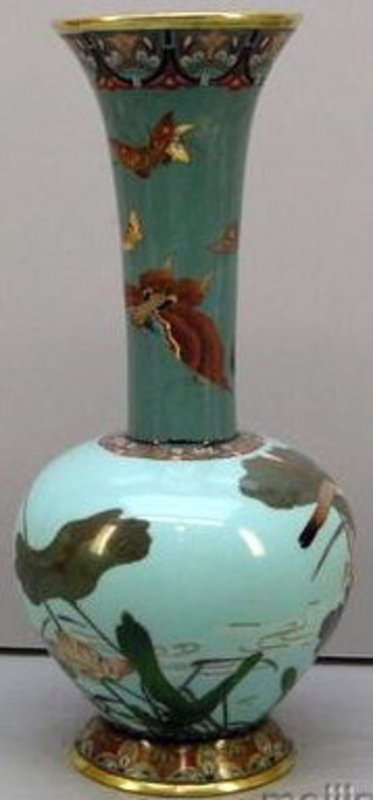 Japanese Cloisonne Vase - Bird and Butterflies