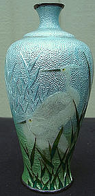 Basse-taille Cloisonne Cabinet Vase - Egrets