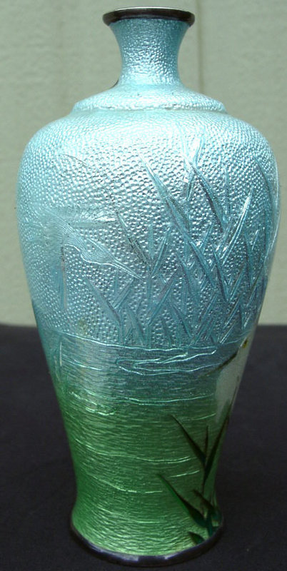 Basse-taille Cloisonne Cabinet Vase - Egrets