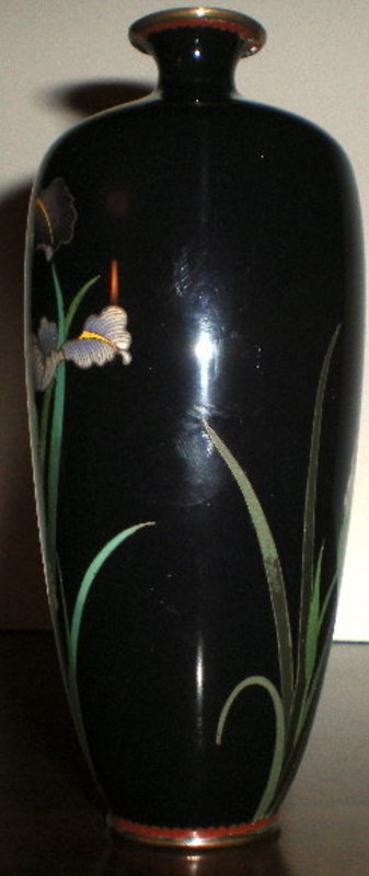 Signed Japanese Cloisonne Vase - Iris