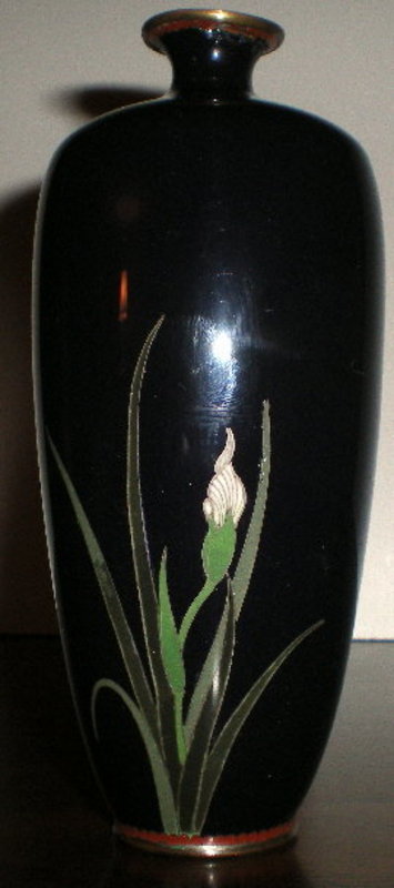 Signed Japanese Cloisonne Vase - Iris