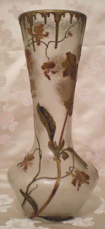 Mont Joye Cameo Glass Vase - Orchids