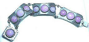 PINK GLASS STONES S.P.BRACELET-MEXICO-EARLY