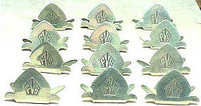 SET (12) STERLING ART DECO PLACE CARD HOLDERS