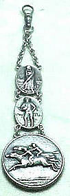 GOLF, SPORTS STERLING WATCH FOB-c.1920-SIGNED