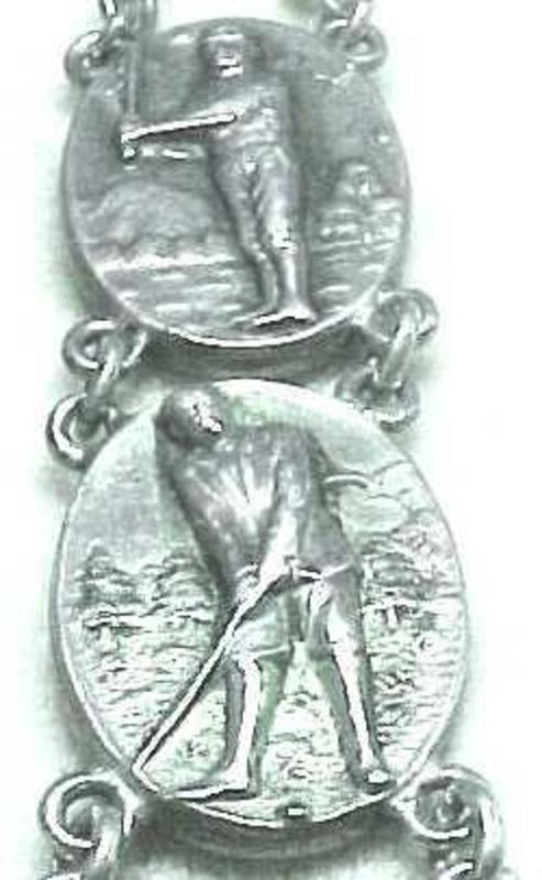 GOLF, SPORTS STERLING WATCH FOB-c.1920-SIGNED