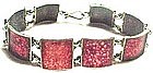 RED ENAMEL SILVER BRACELET -  MODERNIST