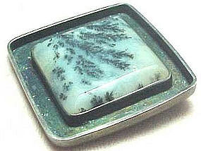 FRANCES HOLMES BOOTHBY FHB STER./MOSS AGATE PIN