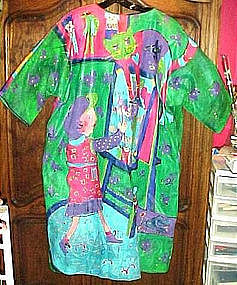 FIGURAL HAND PAINTED COAT-c1970's-FANTASTIC!!