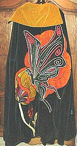 BLACK CAPE W/HUGE APPLIQUED BUTTERFLY -1960's