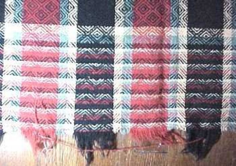 19TH C. HAND WOVEN COVERLET- RED,WHITE,&amp; BLUE