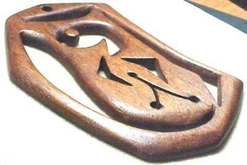 WALNUT WOOD PENDANT - MODERNIST- c.1948