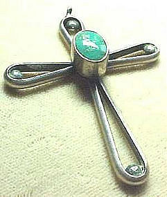 SILVER AND TURQUOISE CROSS