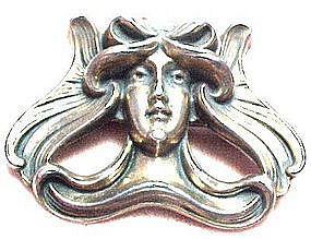 KERR Sterling Art Nouveau Woman Pin - c.1900