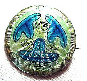 STERLING ENAMEL FLORAL PIN - PERIOD ARTS & CRAFTS