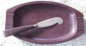 ROSEWOOD/STERLING BUTTER DISH/KNIFE SE-MEXICO-c.1945