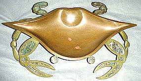 CRAB DISH - BRASS/COPPER/MOP - MEXICO - Large - c.1945