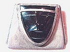 FRED DAVIS Silver/Onyx Face Pin-Mexico-c.1947-SANBORN'S