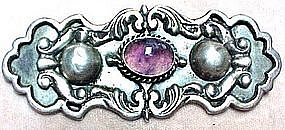 EARLY SILVER AMETHYST PIN - MEXICO - c.1930