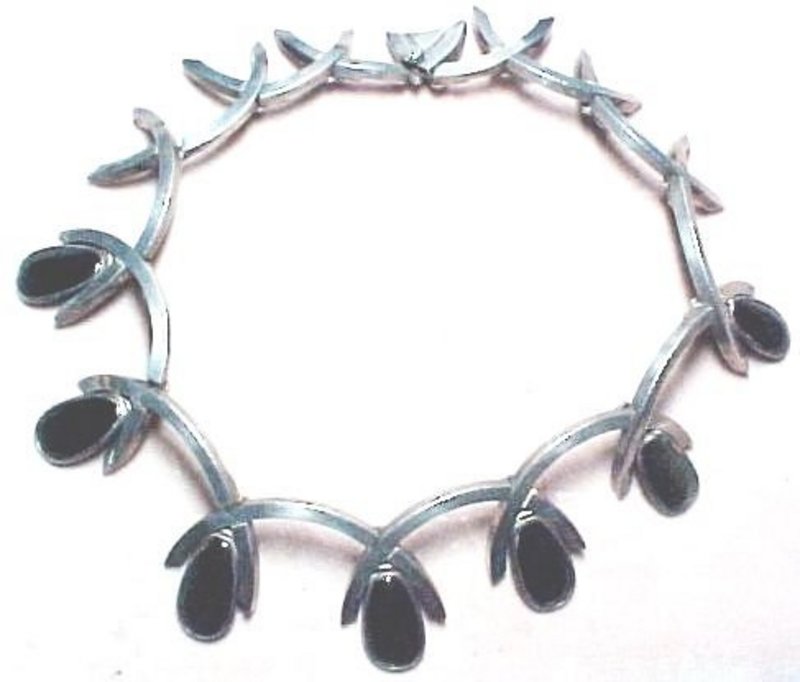 ANTONIO PINEDA 970/Obsidian Necklace - Mexico -c.1950's