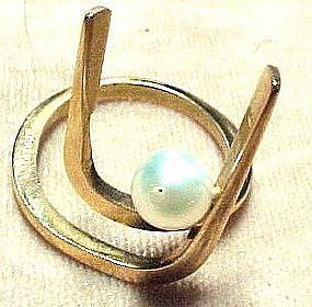 BETTY COOKE 14K Pearl Ring - Modernist