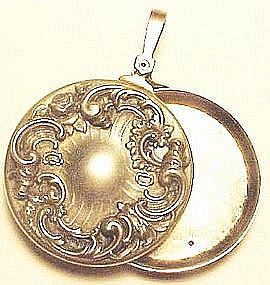 KERR Sterling Locket and Mirror Pendant - EARLY -c.1865