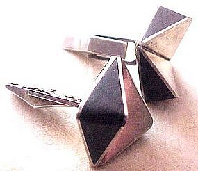 ESTHER LEWITTES Sterling/Ebony Cufflinks - Modernist