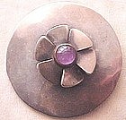 SAM KRAMER Sterling/Amethyst/Copper Pin-Modernist